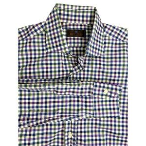 Etro Milano Men Medium 39 Multicolor Check Button Up Shirt Cotton Italy Designer